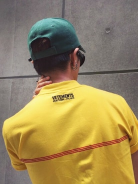 「VETEMENTS（ヴェトモン）のアイテム（キャップ、グリーン系）」を使った、J.shizukiさん（メンズ・165cm）の秋コーディネート