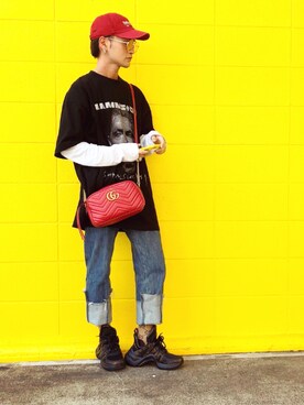 「LOUIS VUITTON（ルイヴィトン）のアイテム（スニーカー、ブラウン系）」を使った、J.shizukiさん（メンズ・165cm）の春コーディネート