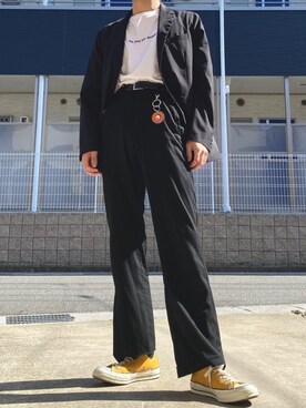 「アイテム（キーホルダー、オレンジ系）」を使った、kokiさん（メンズ・177cm）の秋コーディネート