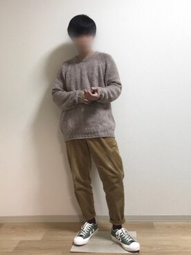 「08sircus（ゼロエイトサーカス）のアイテム（トップス）」を使った、yusさん（メンズ・166cm）の冬コーディネート