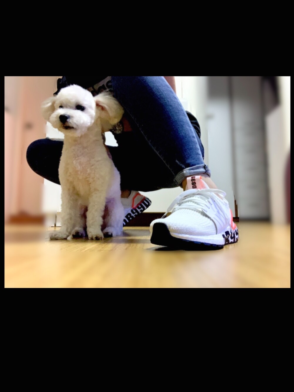 「ultra boost、David Beckham、adidas」｜「adidasのアイテム（スニーカー、ホワイト系）」を使った、Christy さん（キッズ・153cm）の秋コーディネートの1枚目の写真