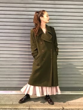 「DRWCYS（ドロシーズ）のコットンレースワンピース（ワンピース、ピンク系）」を使った、秦麻里子さん（レディース・170cm）の春コーディネート