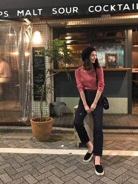 「BLACK BY MOUSSY（ブラックバイマウジー）のKONA One wash DENIM（デニムパンツ、ブルー系）」を使った、秦麻里子さん（レディース・170cm）の秋コーディネート