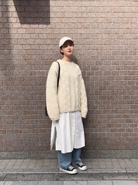 「CONVERSE（コンバース）のCONVERSE コンバース ジャック パーセル / JACK PURCEL（スニーカー）」を使った、秦麻里子さん（レディース・170cm）の秋コーディネート