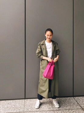 秦麻里子さん（レディース・170cm）の春コーディネート
