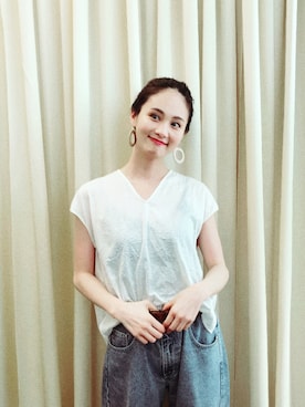 「MAISON CHANTOISE（メゾンシャントワーズ）のアイテム」を使った、秦麻里子さん（レディース・170cm）の夏コーディネート