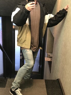 「BASQUE magenta（バスクマゼンタ）のアイテム（ナイロンジャケット）」を使った、elecsさん（メンズ・169cm）の冬コーディネート