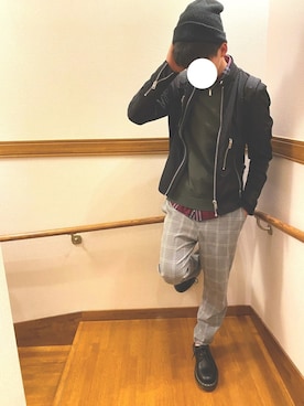「いいね返し」｜「アイテム（ニットキャップ/ビーニー）」を使った、ａｐｐｌｅさん（メンズ・173cm）の冬コーディネート