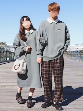 「ラガーシャツ」｜「アイテム（ワンピース/ドレス）」を使った、PairPair_menさん（メンズ・175cm）の秋コーディネート