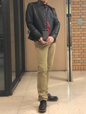 「BACK NUMBER（バックナンバー）のアイテム（ライダースジャケット）」を使った、mituさん（メンズ・176cm）の冬コーディネート