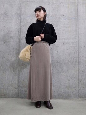 「ベロアスカート」｜「アイテム（その他シューズ）」を使った、yuiさん（レディース・156cm）の秋コーディネート