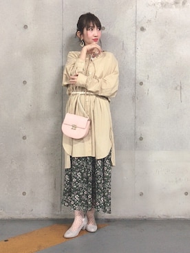 「フラワープリント」｜「アイテム（ワンピース/ドレス）」を使った、kaotanさん（レディース・157cm）の冬コーディネート