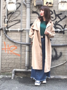 「LEE」｜「アイテム（トレンチコート）」を使った、kaotanさん（レディース・157cm）の春コーディネート