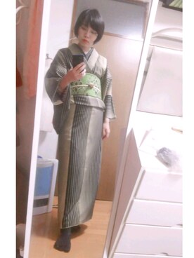 「きもの」｜「アイテム（浴衣）」を使った、てしみ～さん（レディース・159cm）の春コーディネート