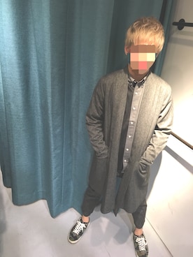 「ベンデイビス」｜「アイテム（ステンカラーコート）」を使った、つっしーさん（メンズ・173cm）の冬コーディネート