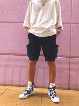 「Abercrombie&Fitch（アバークロンビーアンドフィッチ）のアイテム（カーゴパンツ）」を使った、grayさん（メンズ・177cm）の夏コーディネート