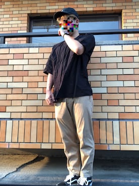 「祭り」｜「アイテム（スラックス）」を使った、スケさん＊さん（メンズ・172cm）の夏コーディネート
