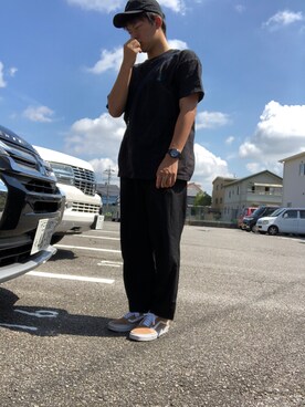 「VANS（バンズ）のVANS ヴァンズ OLD SKOOL オールドスクール VN0A38G1QSV T.EYE/T.WHITE（スニーカー、ブラウン系）」を使った、スケさん＊さん（メンズ・172cm）の秋コーディネート