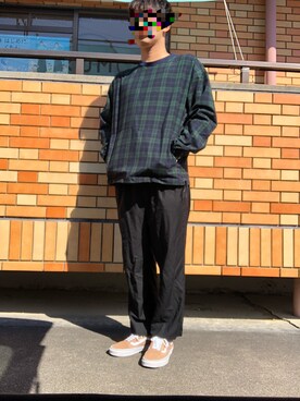 「VANS（バンズ）のVANS ヴァンズ OLD SKOOL オールドスクール VN0A38G1QSV T.EYE/T.WHITE（スニーカー、ブラウン系）」を使った、スケさん＊さん（メンズ・172cm）の秋コーディネート