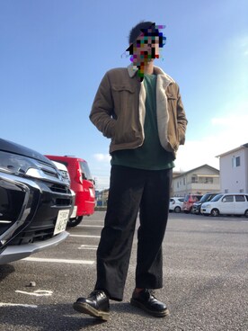 「Dr. Martens（ドクターマーチン）のDr.Martens GIBSON SHOES（ブーツ、ブラック系）」を使った、スケさん＊さん（メンズ・172cm）の冬コーディネート