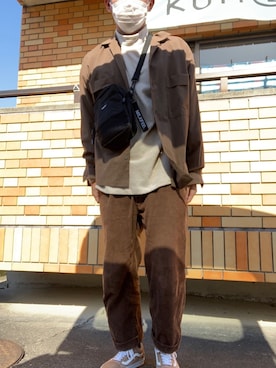 「CIAOPANIC（チャオパニック）のアイテム（ニット/セーター、ホワイト系）」を使った、スケさん＊さん（メンズ・172cm）の秋コーディネート