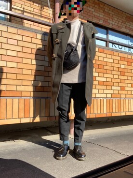 「Dr. Martens（ドクターマーチン）のDr.Martens GIBSON SHOES（ブーツ、ブラック系）」を使った、スケさん＊さん（メンズ・172cm）の冬コーディネート