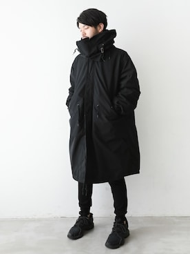 「ATTACHMENT（アタッチメント）のアイテム（モッズコート）」を使った、SHUさん（メンズ・168cm）の冬コーディネート