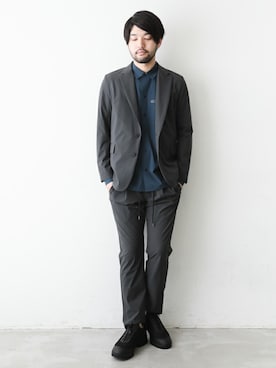 「ATTACHMENT（アタッチメント）のPE/Cストレッチブロード レギュラーカラーシャツ（シャツ/ブラウス）」を使った、SHUさん（メンズ・168cm）の冬コーディネート