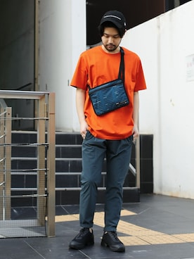 「ATTACHMENT（アタッチメント）のアイテム（帽子）」を使った、SHUさん（メンズ・170cm）の春コーディネート