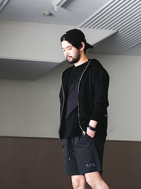 「ATTACHMENT（アタッチメント）のアイテム（帽子）」を使った、SHUさん（メンズ・170cm）の春コーディネート