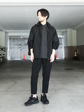 「ATTACHMENT（アタッチメント）のソリビアツイル ツータックイージーパンツ（スラックス）」を使った、SHUさん（メンズ・170cm）の夏コーディネート