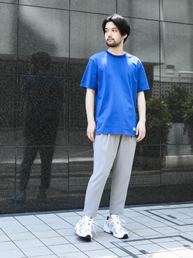 「ATTACHMENT（アタッチメント）のソリビアツイル ツータックイージーパンツ（スラックス）」を使った、SHUさん（メンズ・170cm）の夏コーディネート