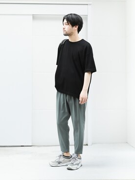 「ATTACHMENT（アタッチメント）のソリビアツイル ツータックイージーパンツ（スラックス）」を使った、SHUさん（メンズ・170cm）の夏コーディネート