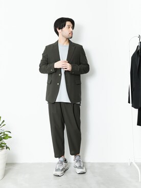 「ATTACHMENT（アタッチメント）の60/2ギザシルキー天竺 クルーネックドルマンS/S（Tシャツ/カットソー）」を使った、SHUさん（メンズ・170cm）の夏コーディネート