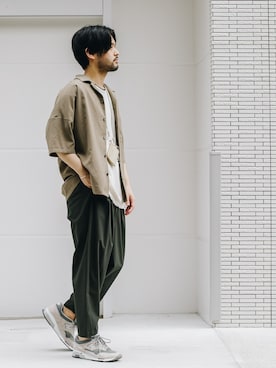 「KAZUYUKI KUMAGAI ATTACHMENT（カズユキクマガイアタッチメント）のフレスカ40/-天竺 クルーネックS/S（Tシャツ/カットソー）」を使った、SHUさん（メンズ・170cm）の夏コーディネート