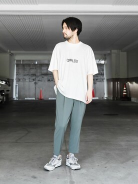 「ATTACHMENT（アタッチメント）のソリビアツイル ツータックイージーパンツ（スラックス）」を使った、SHUさん（メンズ・170cm）の夏コーディネート