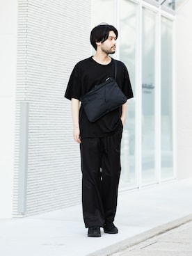 「ATTACHMENT（アタッチメント）の60/2ギザシルキー天竺 クルーネックドルマンS/S（Tシャツ/カットソー）」を使った、SHUさん（メンズ・170cm）の夏コーディネート