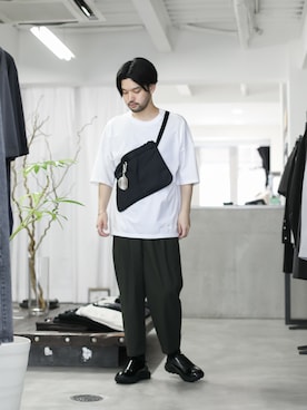 「ATTACHMENT（アタッチメント）の60/2ギザシルキー天竺 クルーネックドルマンS/S（Tシャツ/カットソー）」を使った、SHUさん（メンズ・170cm）の夏コーディネート