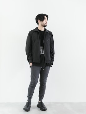 「ATTACHMENT（アタッチメント）のアイテム（ライダースジャケット）」を使った、SHUさん（メンズ・170cm）の秋コーディネート