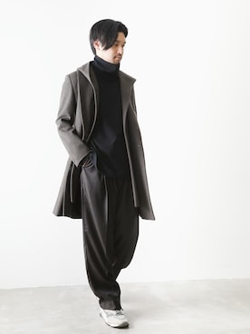 「ATTACHMENT（アタッチメント）のアイテム（チェスターコート）」を使った、SHUさん（メンズ・170cm）の秋コーディネート