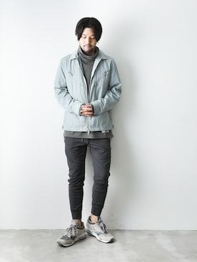 「ATTACHMENT（アタッチメント）のアイテム（ライダースジャケット）」を使った、SHUさん（メンズ・170cm）の秋コーディネート