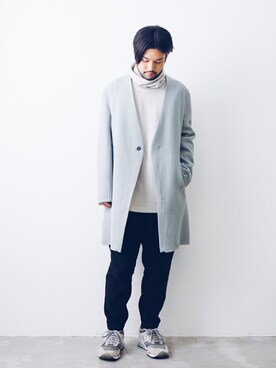 「ATTACHMENT（アタッチメント）のアイテム（ノーカラージャケット）」を使った、SHUさん（メンズ・170cm）の秋コーディネート