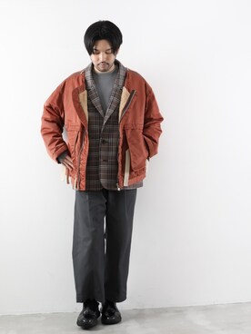 「stein（シュタイン）のアイテム（パンツ）」を使った、SHUさん（メンズ・170cm）の冬コーディネート