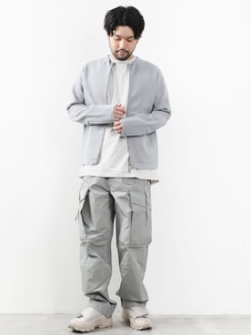「ATTACHMENT（アタッチメント）のアイテム（ライダースジャケット）」を使った、SHUさん（メンズ・170cm）の冬コーディネート
