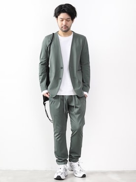「ノーカラージャケット」｜SHUさん（メンズ・170cm）の春コーディネート