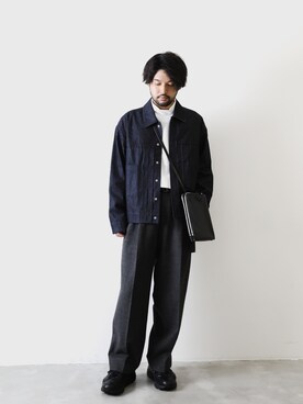 「stein」｜「アイテム（デニムジャケット）」を使った、SHUさん（メンズ・170cm）の夏コーディネート