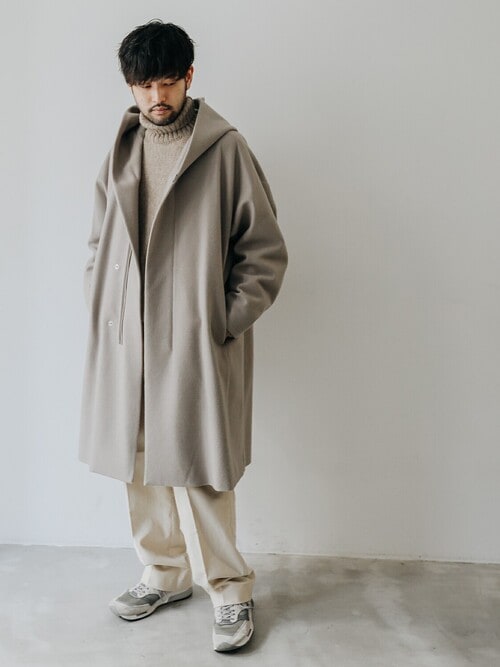 セール】CASHMERE BREND CLOTH 3LAYER ZIPUP HOODED COAT（モッズ
