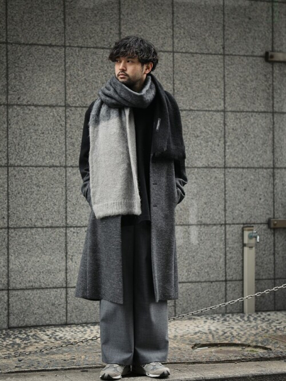 ATTACHMENT ジャカードクロス シングルブレステッド カシミヤ混 コート ATTACHMENT（アタッチメント）の「W/Ca/He JACQUARD CLOTH SINGLE