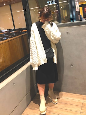 「ソックススニーカー」｜「アイテム（ワンピース/ドレス）」を使った、suuさん（レディース・154cm）の秋コーディネート
