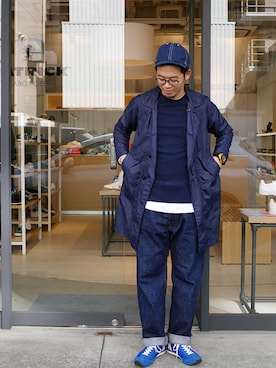 「PATRICK（パトリック）のアイテム（ステンカラーコート）」を使った、matsu_no_motoさん（メンズ・176cm）の冬コーディネート